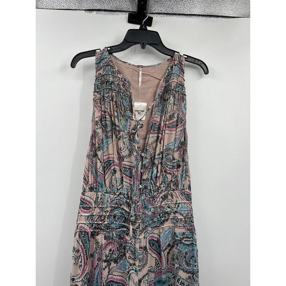 Free People Gold Dust Tie Metallic Printed Wide Leg  Jumpsuit - Picture 4 of 10